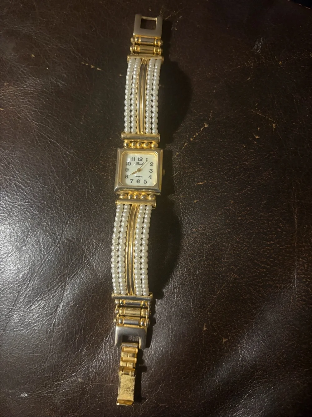 Pearl Gold and Silver Beaded Bracelet Watch